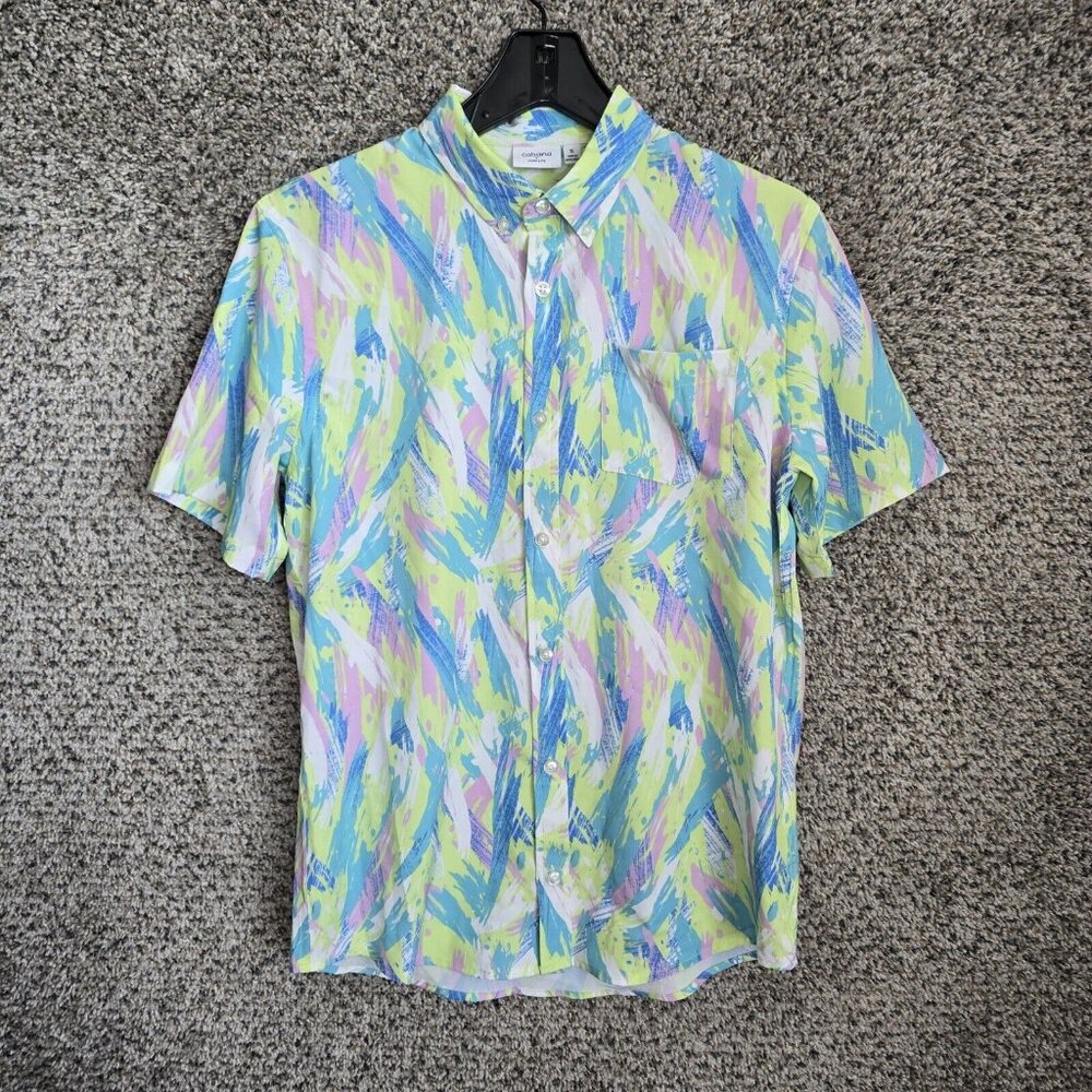 Cabana Crown & Ivy Youth Boys XL Green Printed Short Sleeve‎ Button Up Casual